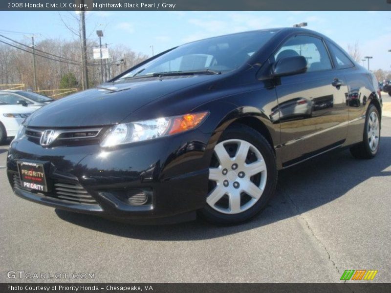 Nighthawk Black Pearl / Gray 2008 Honda Civic LX Coupe