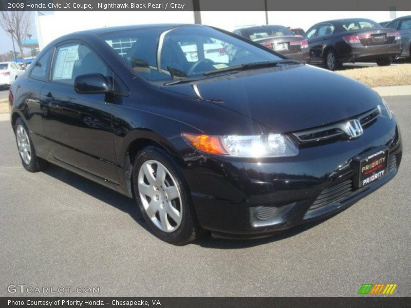 Nighthawk Black Pearl / Gray 2008 Honda Civic LX Coupe