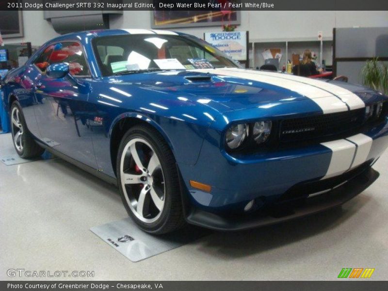 Deep Water Blue Pearl / Pearl White/Blue 2011 Dodge Challenger SRT8 392 Inaugural Edition