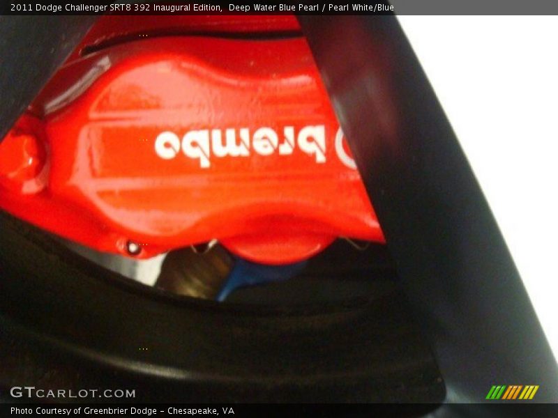 Deep Water Blue Pearl / Pearl White/Blue 2011 Dodge Challenger SRT8 392 Inaugural Edition