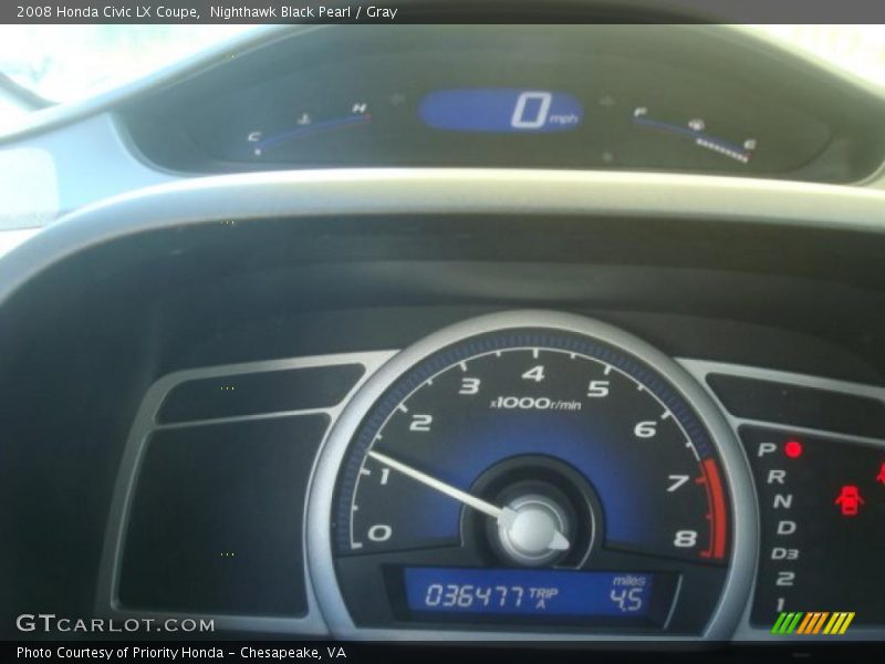 Nighthawk Black Pearl / Gray 2008 Honda Civic LX Coupe