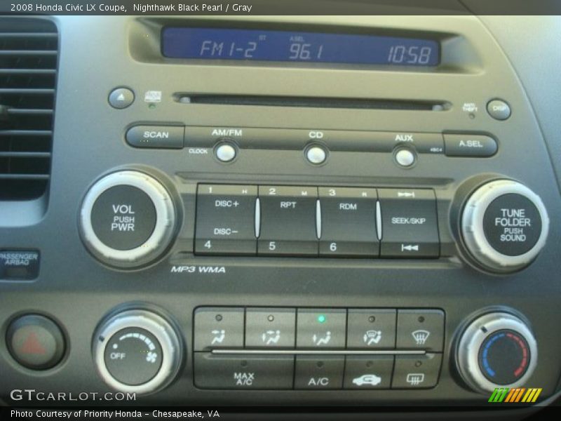 Nighthawk Black Pearl / Gray 2008 Honda Civic LX Coupe