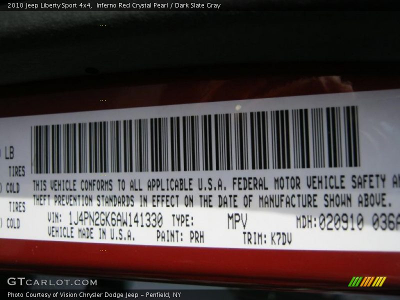 Inferno Red Crystal Pearl / Dark Slate Gray 2010 Jeep Liberty Sport 4x4