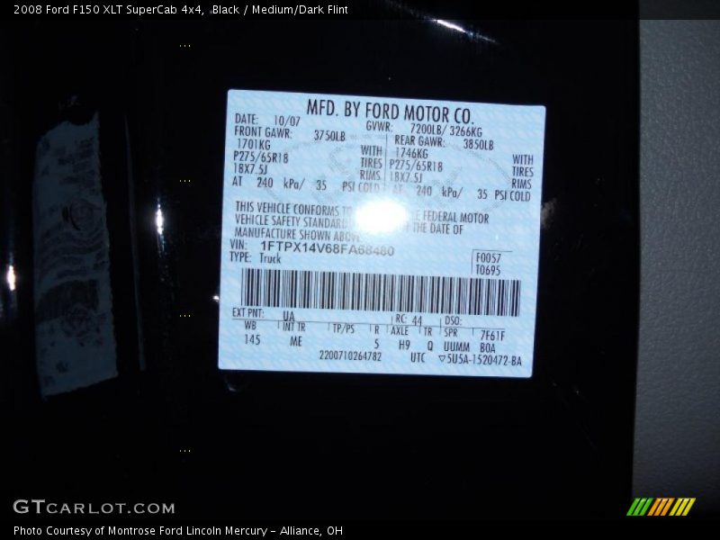Black / Medium/Dark Flint 2008 Ford F150 XLT SuperCab 4x4