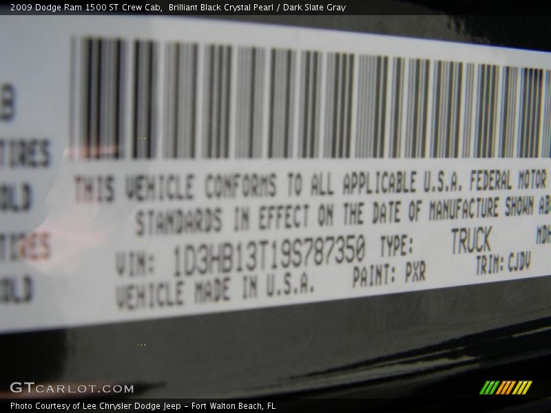 Brilliant Black Crystal Pearl / Dark Slate Gray 2009 Dodge Ram 1500 ST Crew Cab