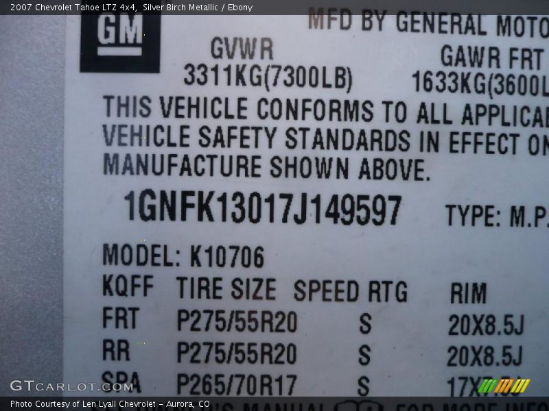 Silver Birch Metallic / Ebony 2007 Chevrolet Tahoe LTZ 4x4