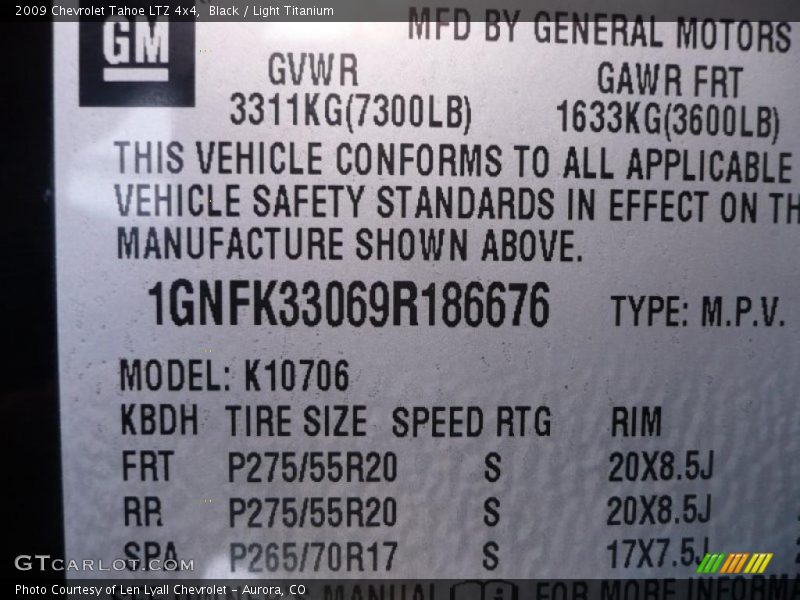 Black / Light Titanium 2009 Chevrolet Tahoe LTZ 4x4