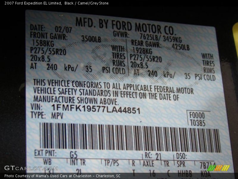Black / Camel/Grey Stone 2007 Ford Expedition EL Limited