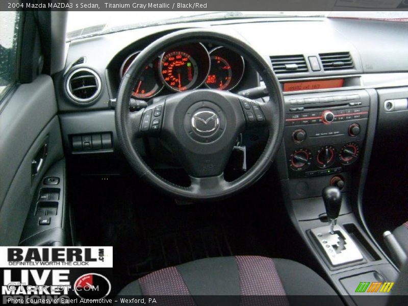 Titanium Gray Metallic / Black/Red 2004 Mazda MAZDA3 s Sedan