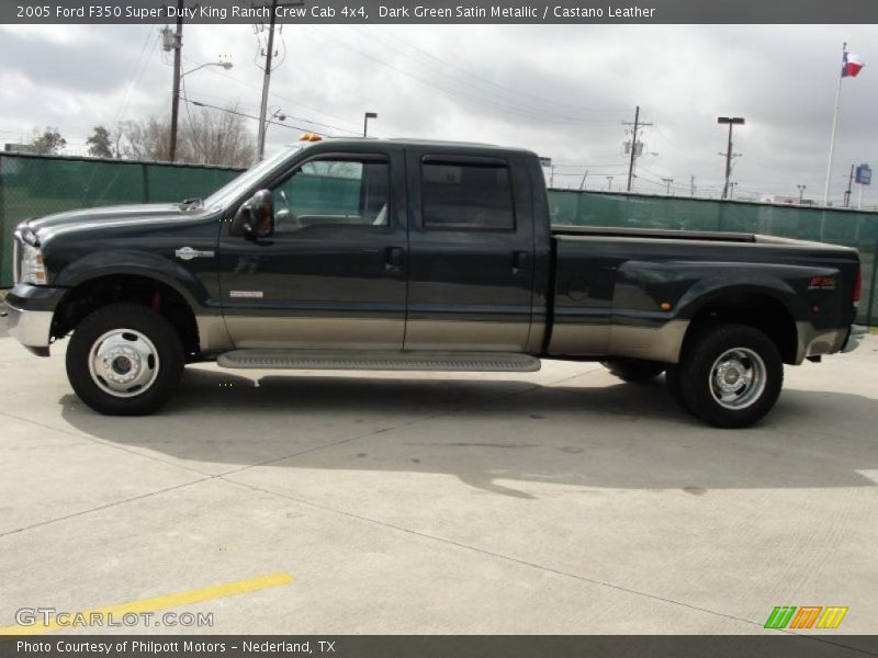 Dark Green Satin Metallic / Castano Leather 2005 Ford F350 Super Duty King Ranch Crew Cab 4x4