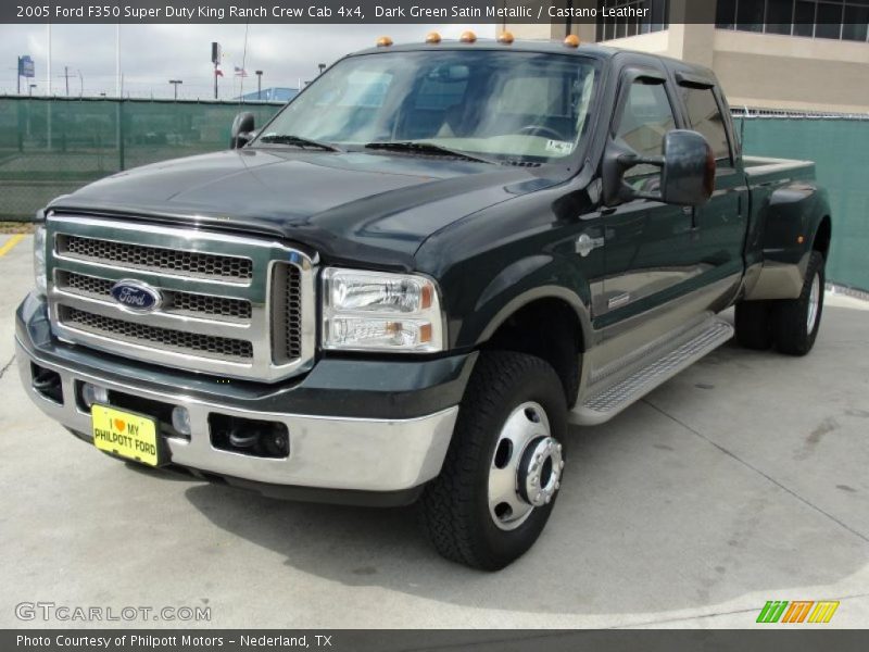 Dark Green Satin Metallic / Castano Leather 2005 Ford F350 Super Duty King Ranch Crew Cab 4x4