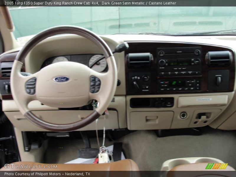 Dark Green Satin Metallic / Castano Leather 2005 Ford F350 Super Duty King Ranch Crew Cab 4x4