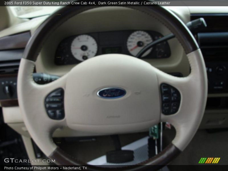 Dark Green Satin Metallic / Castano Leather 2005 Ford F350 Super Duty King Ranch Crew Cab 4x4