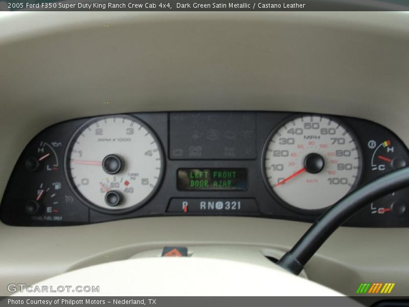 Dark Green Satin Metallic / Castano Leather 2005 Ford F350 Super Duty King Ranch Crew Cab 4x4