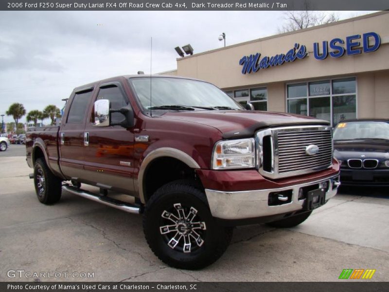Dark Toreador Red Metallic / Tan 2006 Ford F250 Super Duty Lariat FX4 Off Road Crew Cab 4x4