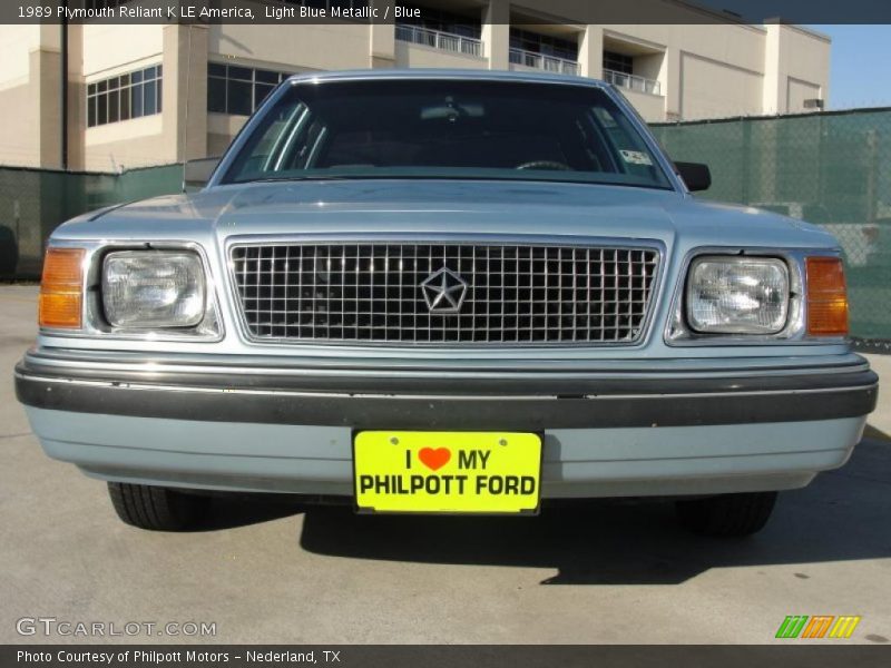 Light Blue Metallic / Blue 1989 Plymouth Reliant K LE America