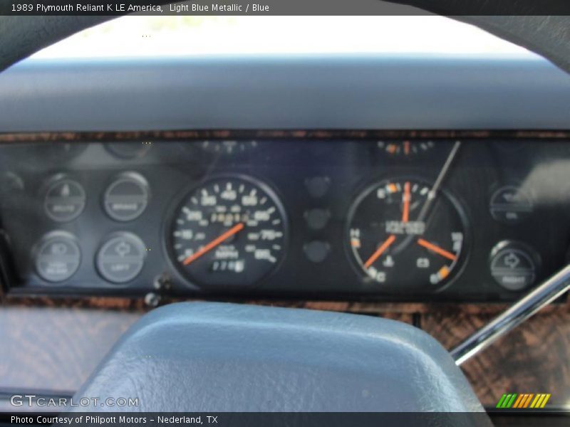 Light Blue Metallic / Blue 1989 Plymouth Reliant K LE America