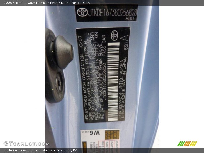 Wave Line Blue Pearl / Dark Charcoal Gray 2008 Scion tC