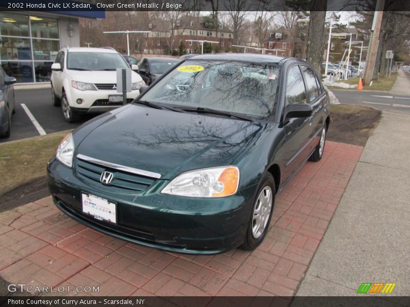 Clover Green Metallic / Beige 2002 Honda Civic LX Sedan