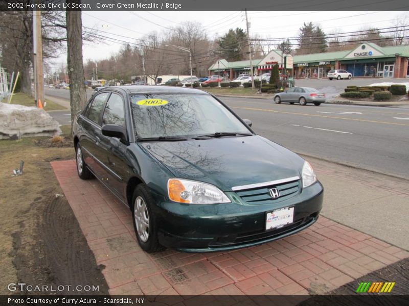 Clover Green Metallic / Beige 2002 Honda Civic LX Sedan