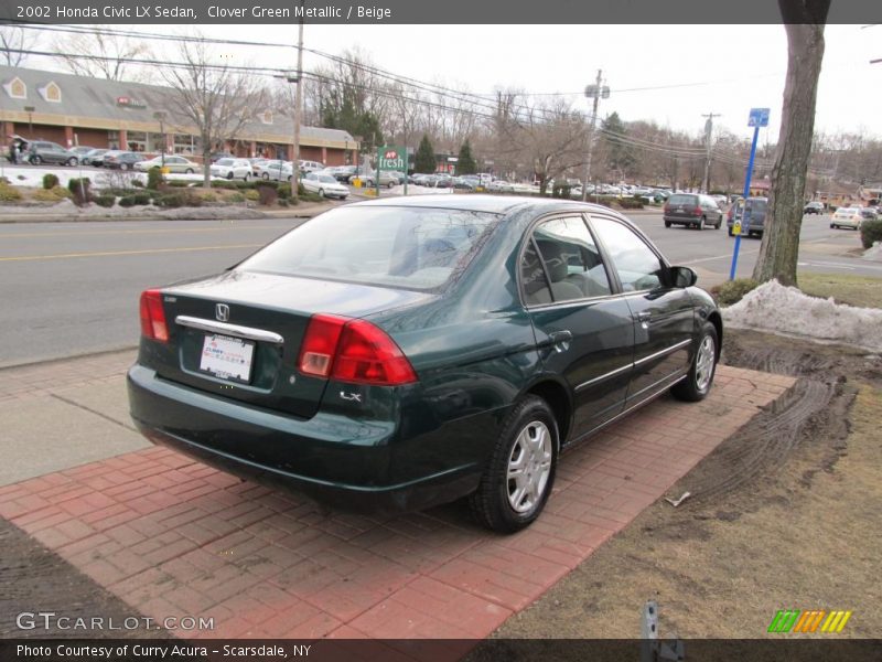 Clover Green Metallic / Beige 2002 Honda Civic LX Sedan
