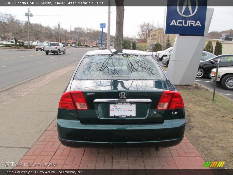 Clover Green Metallic / Beige 2002 Honda Civic LX Sedan