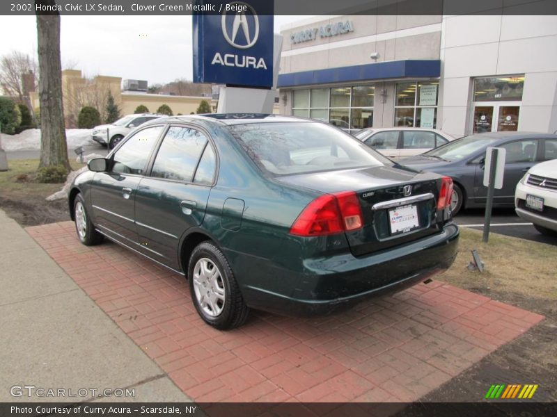 Clover Green Metallic / Beige 2002 Honda Civic LX Sedan