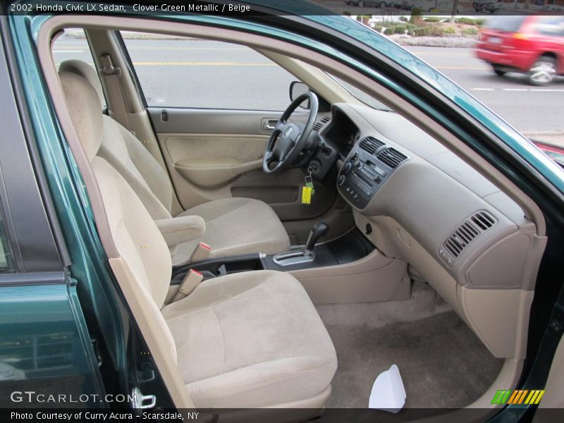 Clover Green Metallic / Beige 2002 Honda Civic LX Sedan