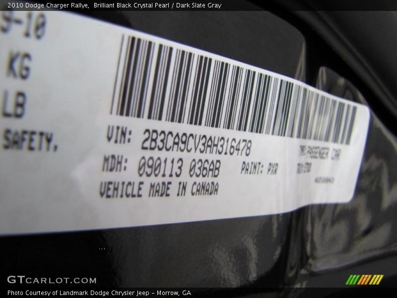 Brilliant Black Crystal Pearl / Dark Slate Gray 2010 Dodge Charger Rallye