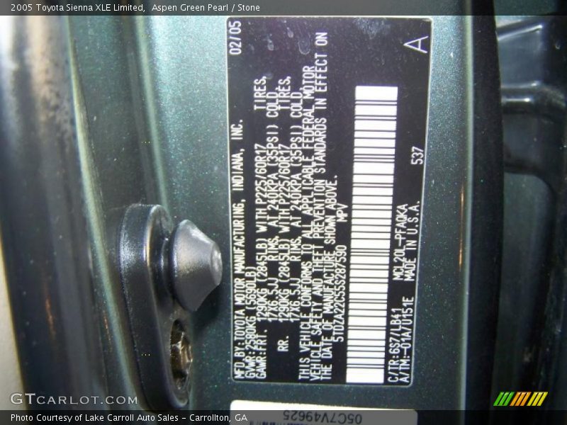 Aspen Green Pearl / Stone 2005 Toyota Sienna XLE Limited