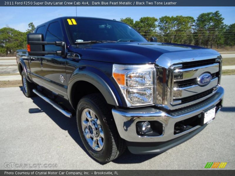 Dark Blue Pearl Metallic / Black Two Tone Leather 2011 Ford F250 Super Duty Lariat Crew Cab 4x4