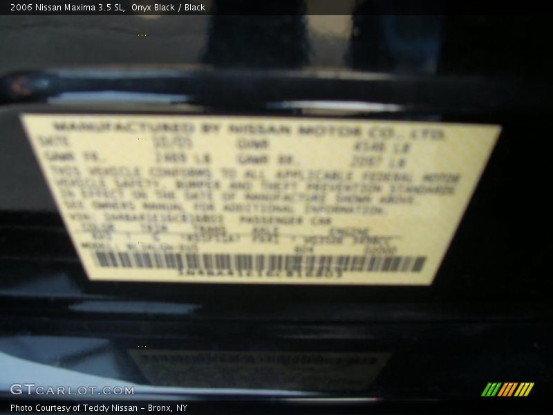 Onyx Black / Black 2006 Nissan Maxima 3.5 SL