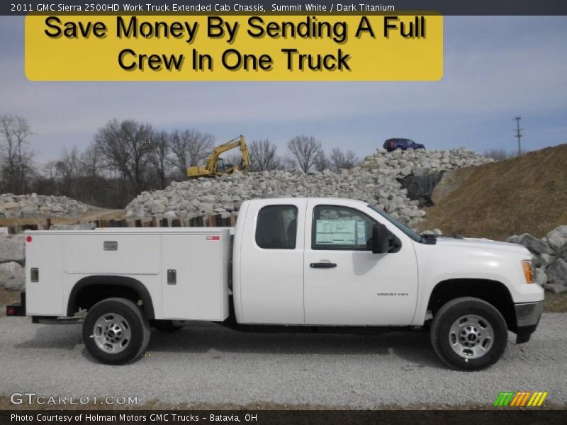 Summit White / Dark Titanium 2011 GMC Sierra 2500HD Work Truck Extended Cab Chassis