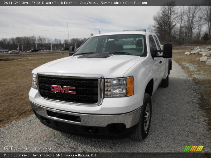 Summit White / Dark Titanium 2011 GMC Sierra 2500HD Work Truck Extended Cab Chassis