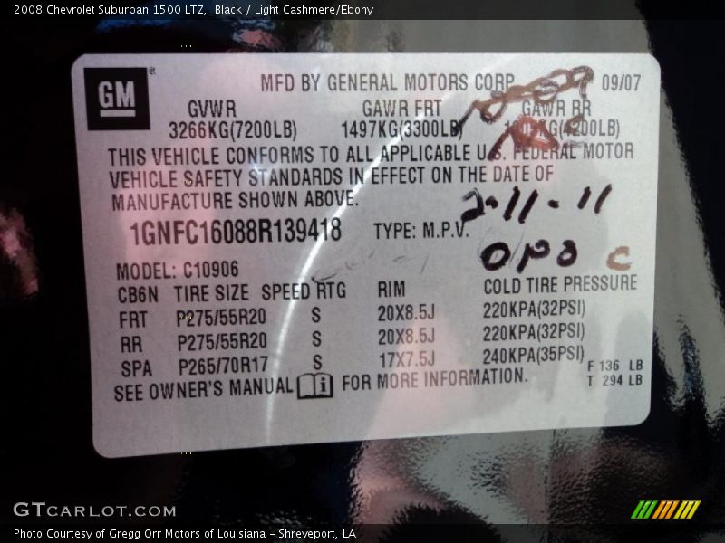 Black / Light Cashmere/Ebony 2008 Chevrolet Suburban 1500 LTZ