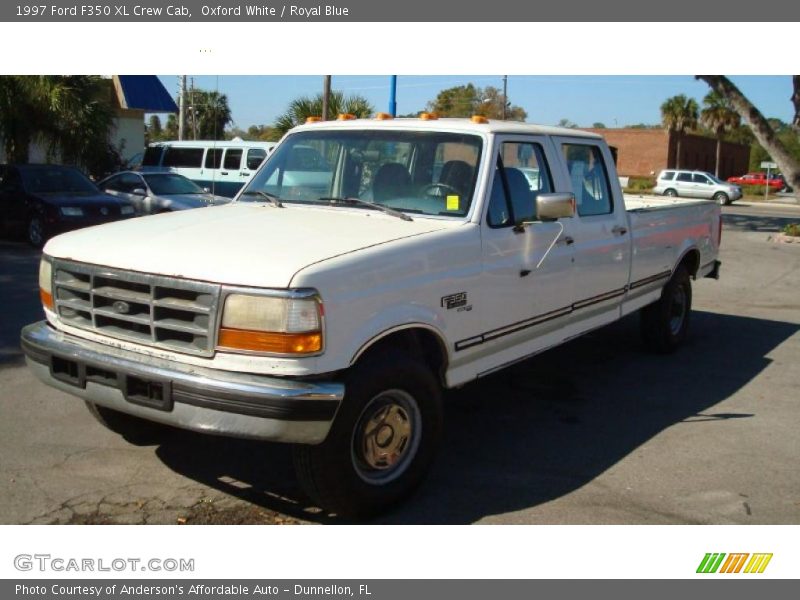 Oxford White / Royal Blue 1997 Ford F350 XL Crew Cab