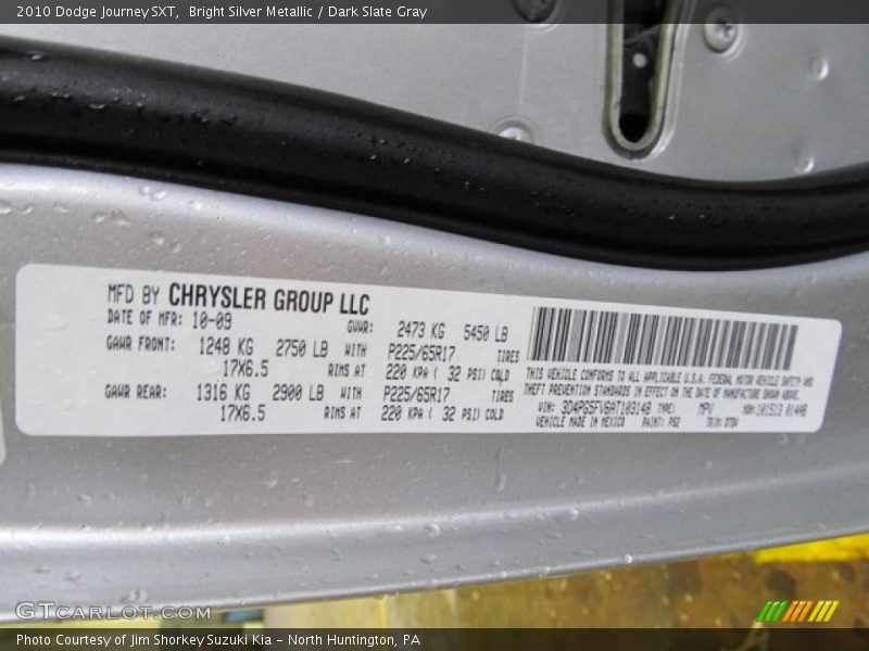 Bright Silver Metallic / Dark Slate Gray 2010 Dodge Journey SXT