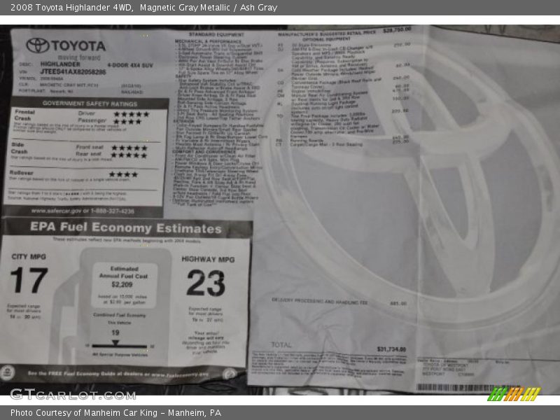 Magnetic Gray Metallic / Ash Gray 2008 Toyota Highlander 4WD