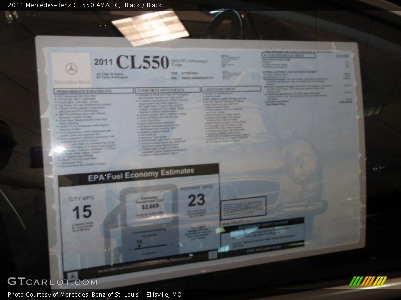  2011 CL 550 4MATIC Window Sticker