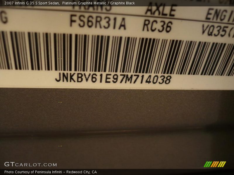 Platinum Graphite Metallic / Graphite Black 2007 Infiniti G 35 S Sport Sedan