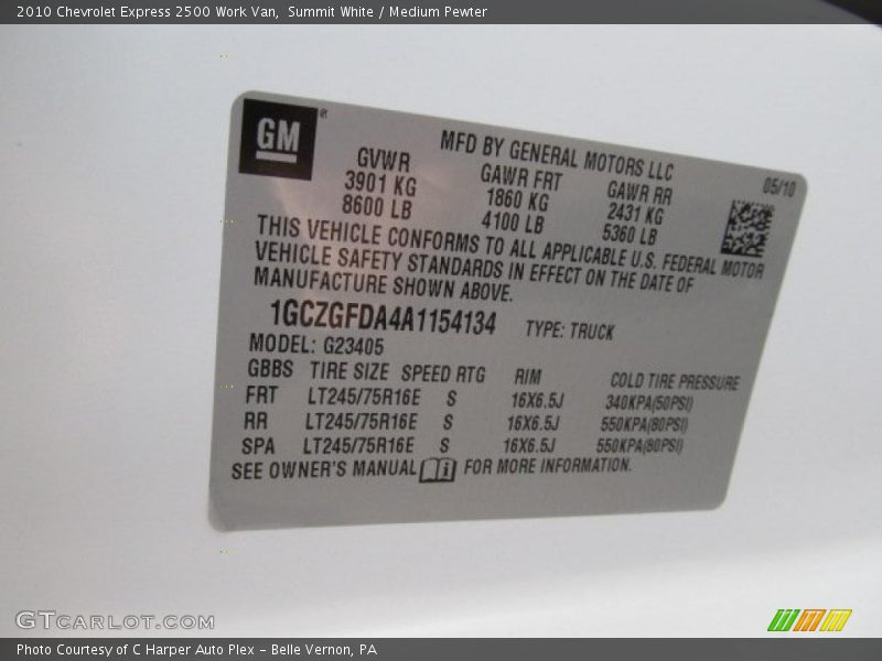 Summit White / Medium Pewter 2010 Chevrolet Express 2500 Work Van