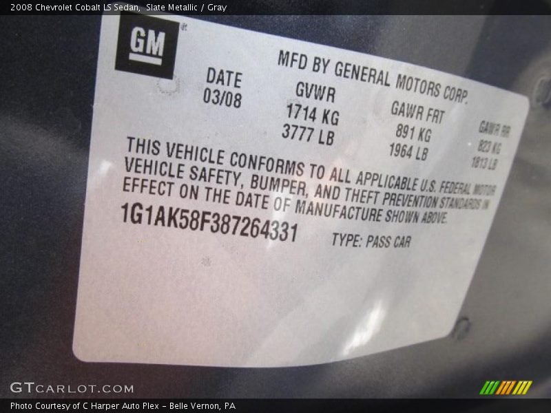 Slate Metallic / Gray 2008 Chevrolet Cobalt LS Sedan