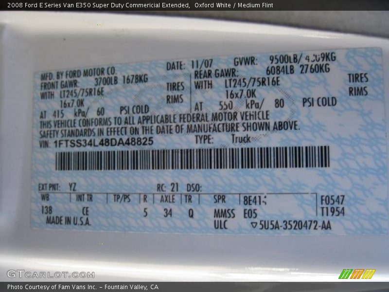 Oxford White / Medium Flint 2008 Ford E Series Van E350 Super Duty Commericial Extended