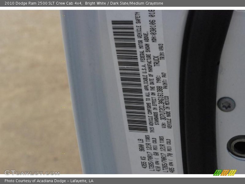 Bright White / Dark Slate/Medium Graystone 2010 Dodge Ram 2500 SLT Crew Cab 4x4