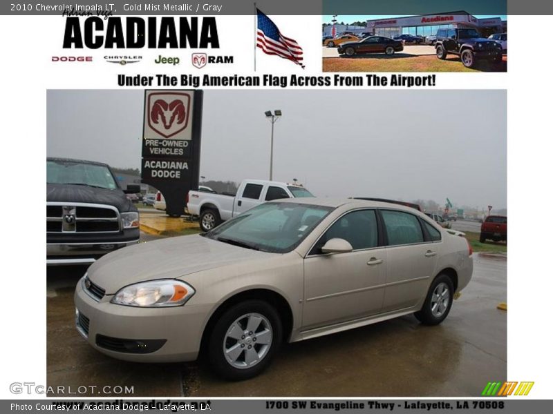 Gold Mist Metallic / Gray 2010 Chevrolet Impala LT