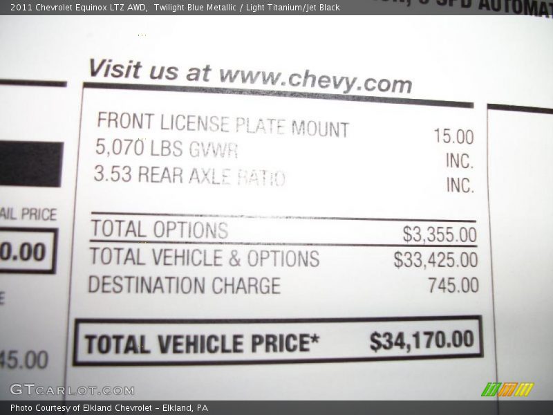  2011 Equinox LTZ AWD Window Sticker