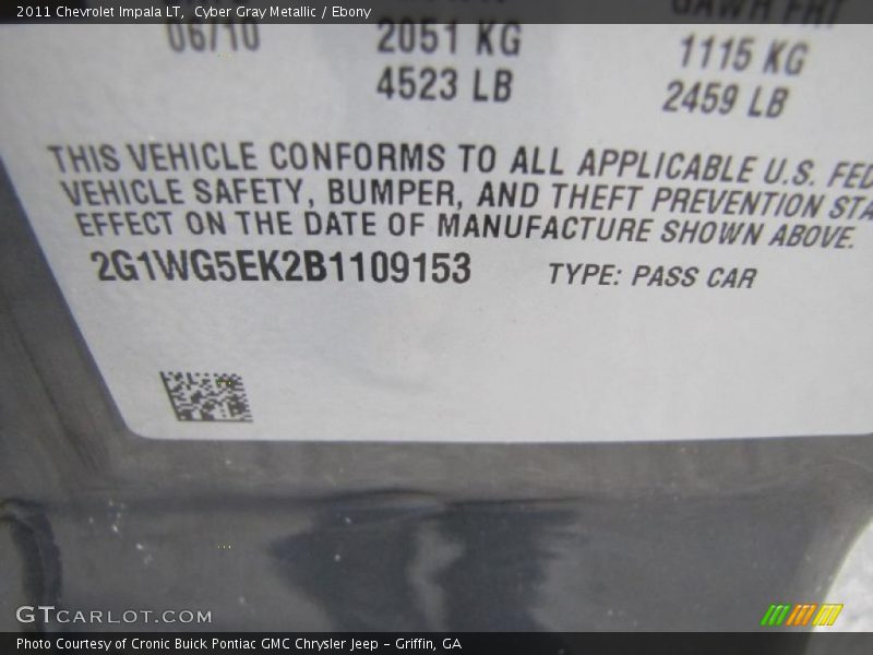Cyber Gray Metallic / Ebony 2011 Chevrolet Impala LT