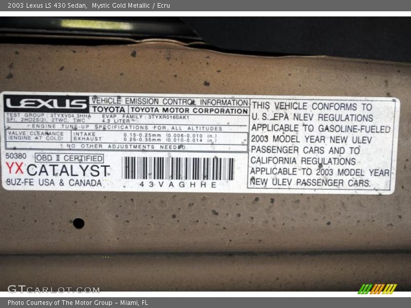 Mystic Gold Metallic / Ecru 2003 Lexus LS 430 Sedan