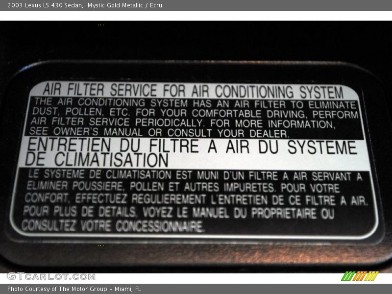 Mystic Gold Metallic / Ecru 2003 Lexus LS 430 Sedan