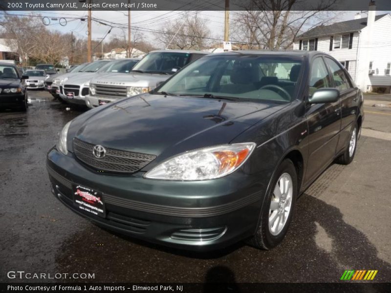 Aspen Green Pearl / Stone 2002 Toyota Camry XLE